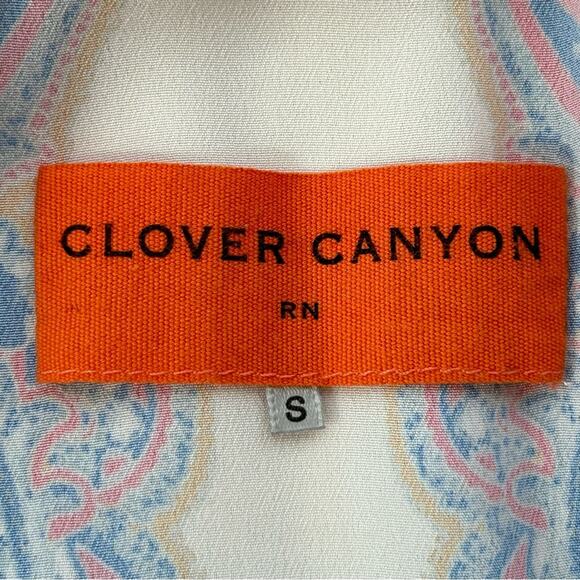 Clover Canyon Halter Scarf Maxi Dress Size S Mustard Gold Blue Sleeveless - Picture 11 of 14